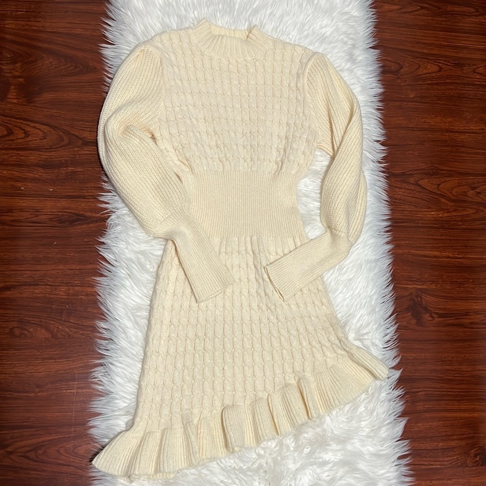 Knitting long sleeve  short dress ❤️